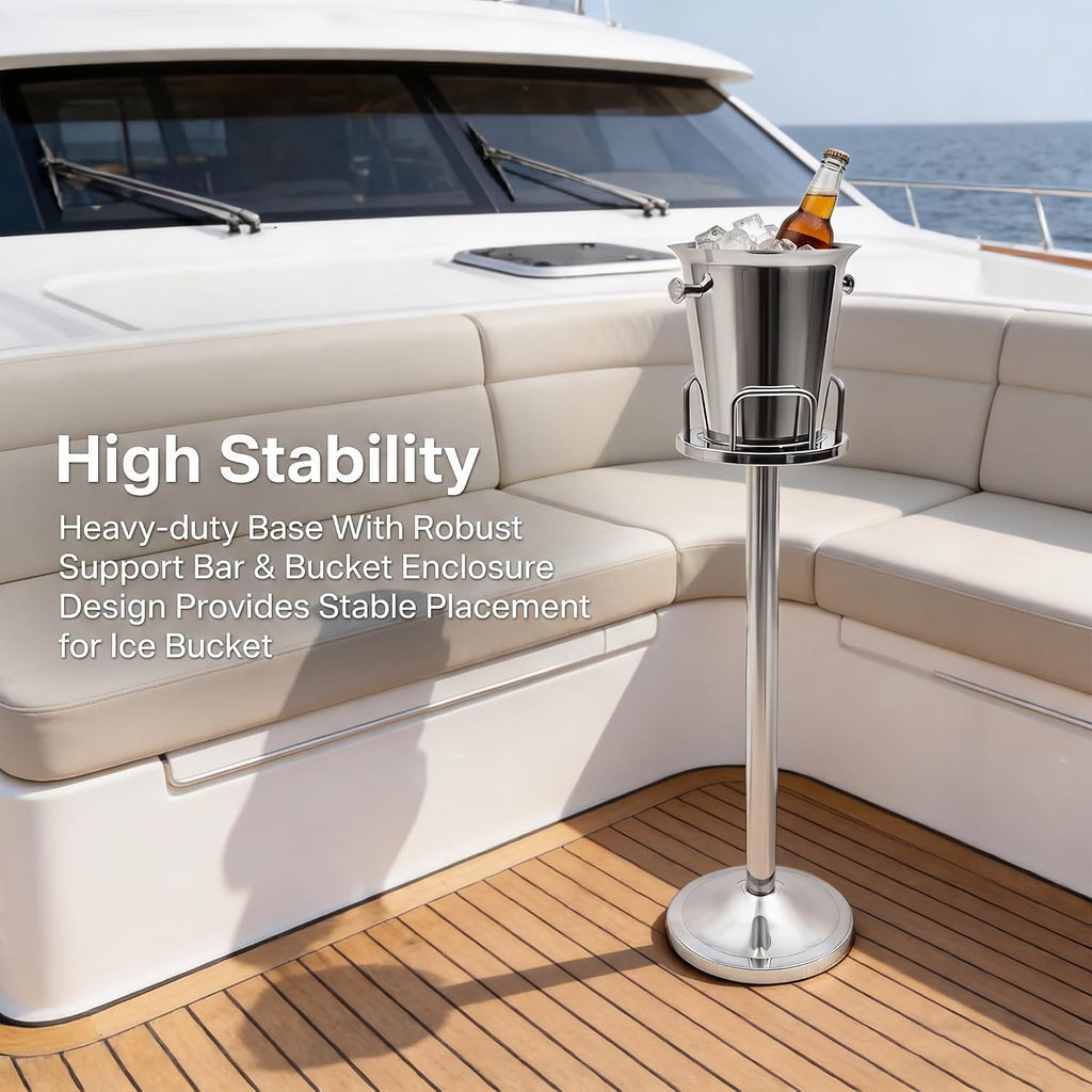 Ice Bucket with Stand, Stainless Steel Standing Champagne Buckets