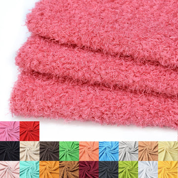 Coral Pink Curly Teddy Fleece Faux Fur Fabric 36" x 59"