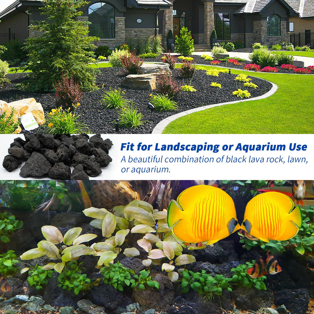 2-4 Inch Black Lava Rock for Fire Pit, 10lb Large Lava Rock
