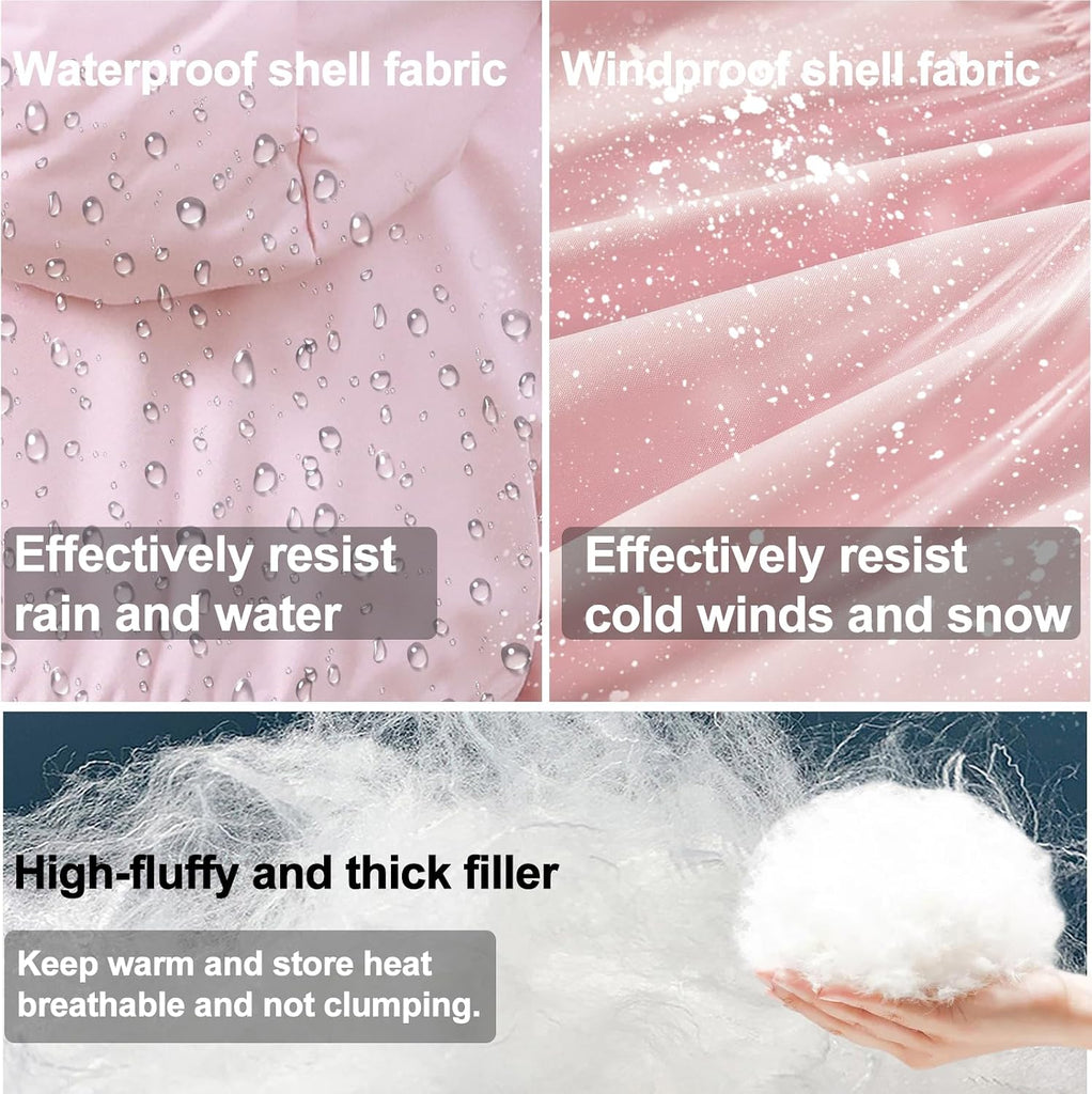 Girls Winter Coat Long Puffer Jacket Outwear Warm Quilted Coats Parka Kids Removable Hood Fleece Inner