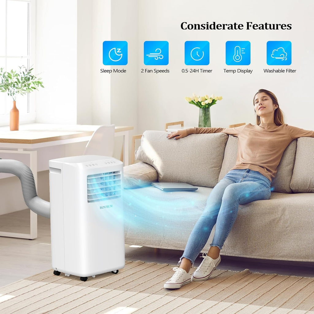 10000 BTU Portable Air Conditioner & Heater Combo with Remote Control, 4-in-1 Room AC Unit with Heat