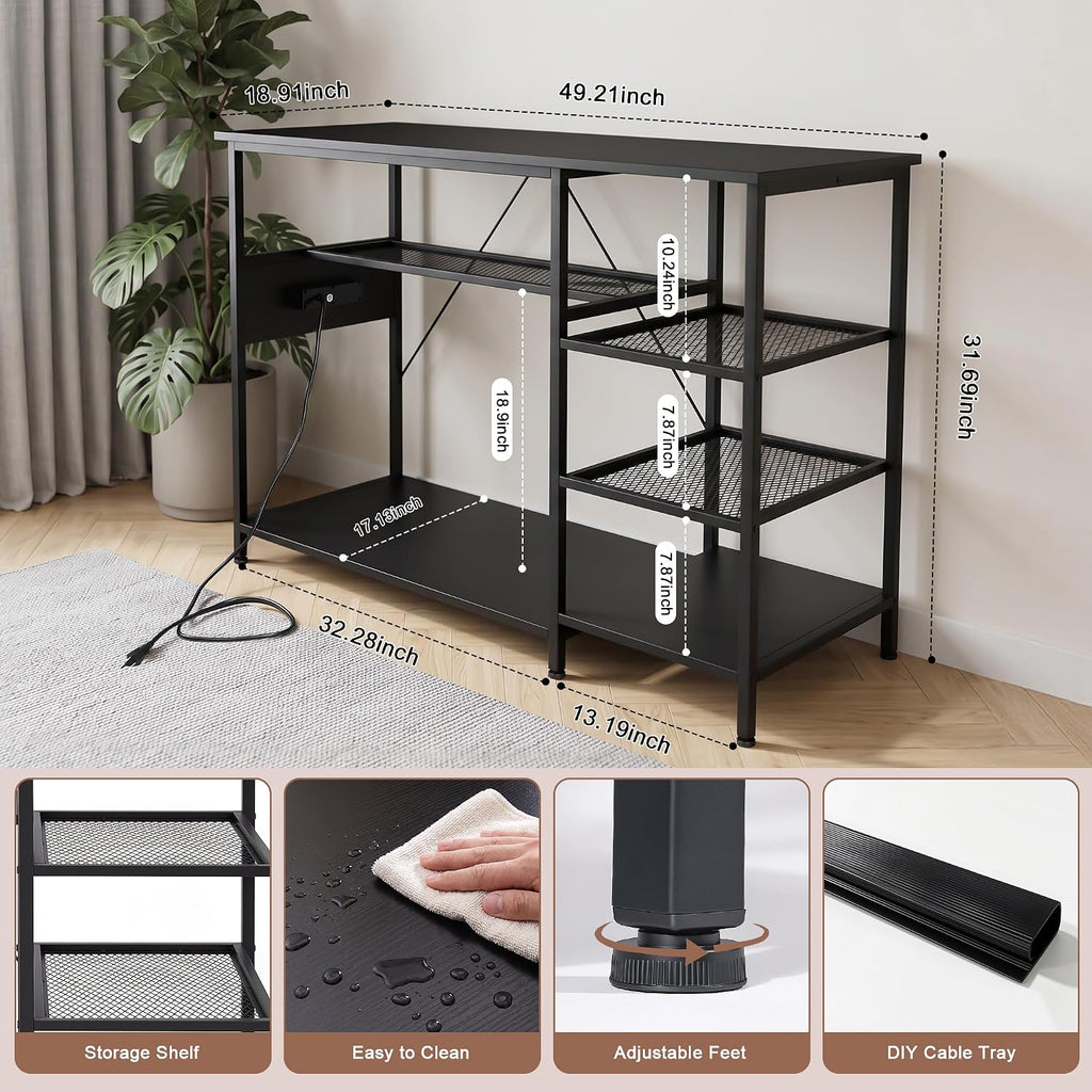 55-75 Gallon Fish Tank Stand with Power Outlets, Metal Aquarium Stand