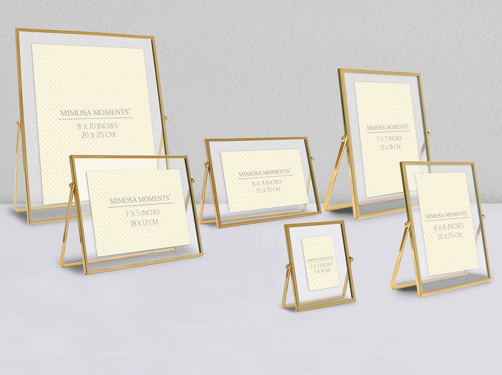 5x7 Brass tone Floating Metal Picture Frame