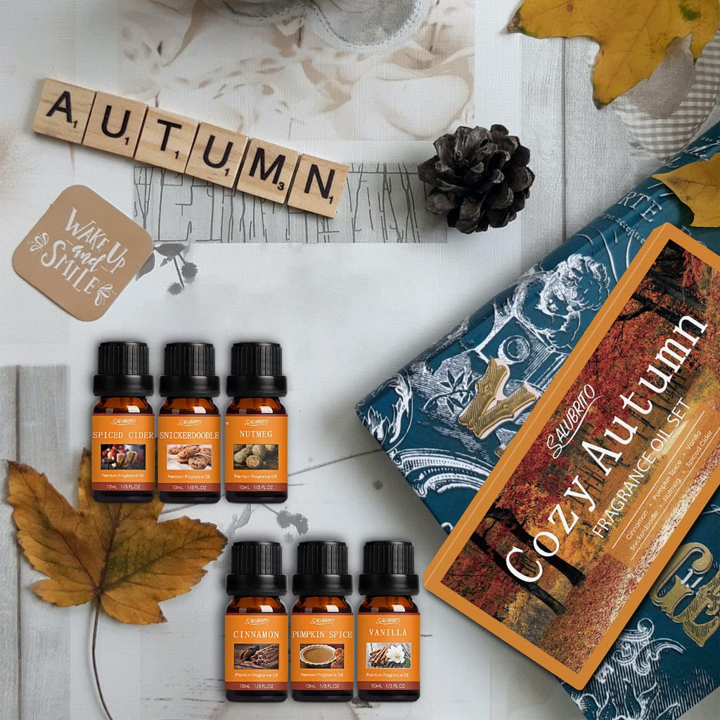 Fall Fragrance Oils Set, Autumn Essential Oil for Diffuser, Candle Making, Aromatherapy Oils Gift - Cinnamon, Pumpkin - Set of 2