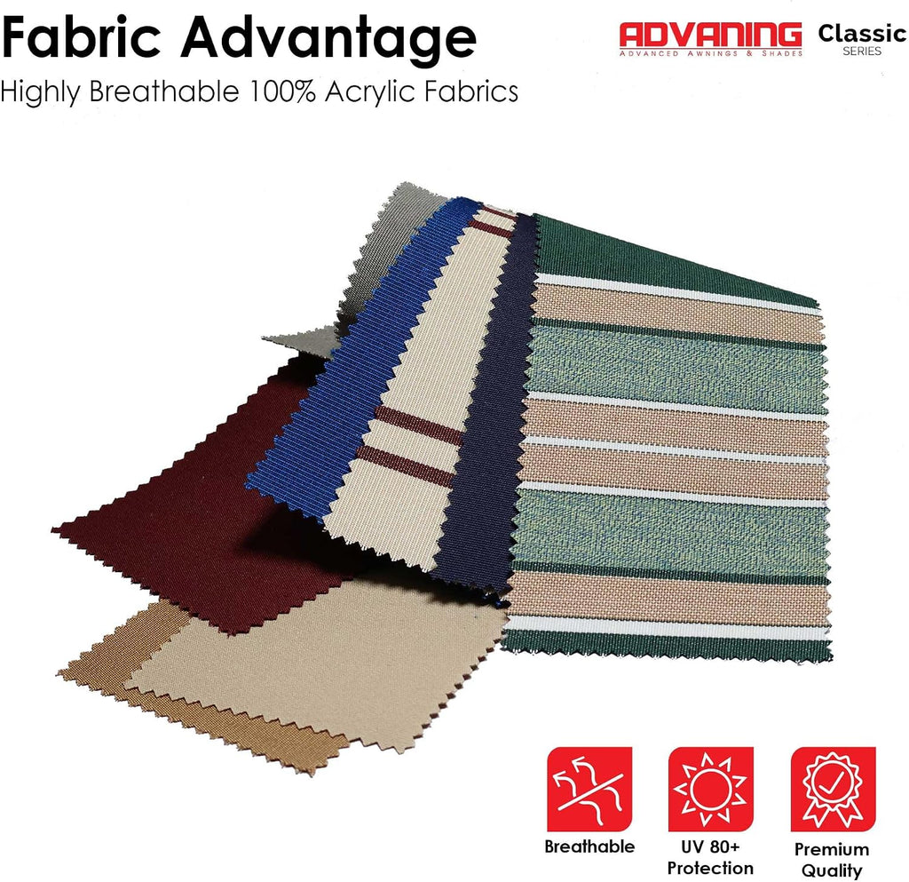 Classic Series 12'X10' Electric Retractable Awning, 100% Acrylic UV+ Sun Shade Canopy, Light Taupe (Solid)