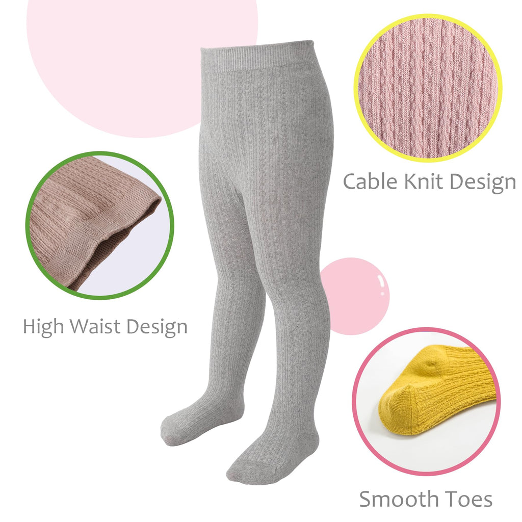 Girls Tights Cable Knit Tights Thick Solid Footed Winter Warm Leggings