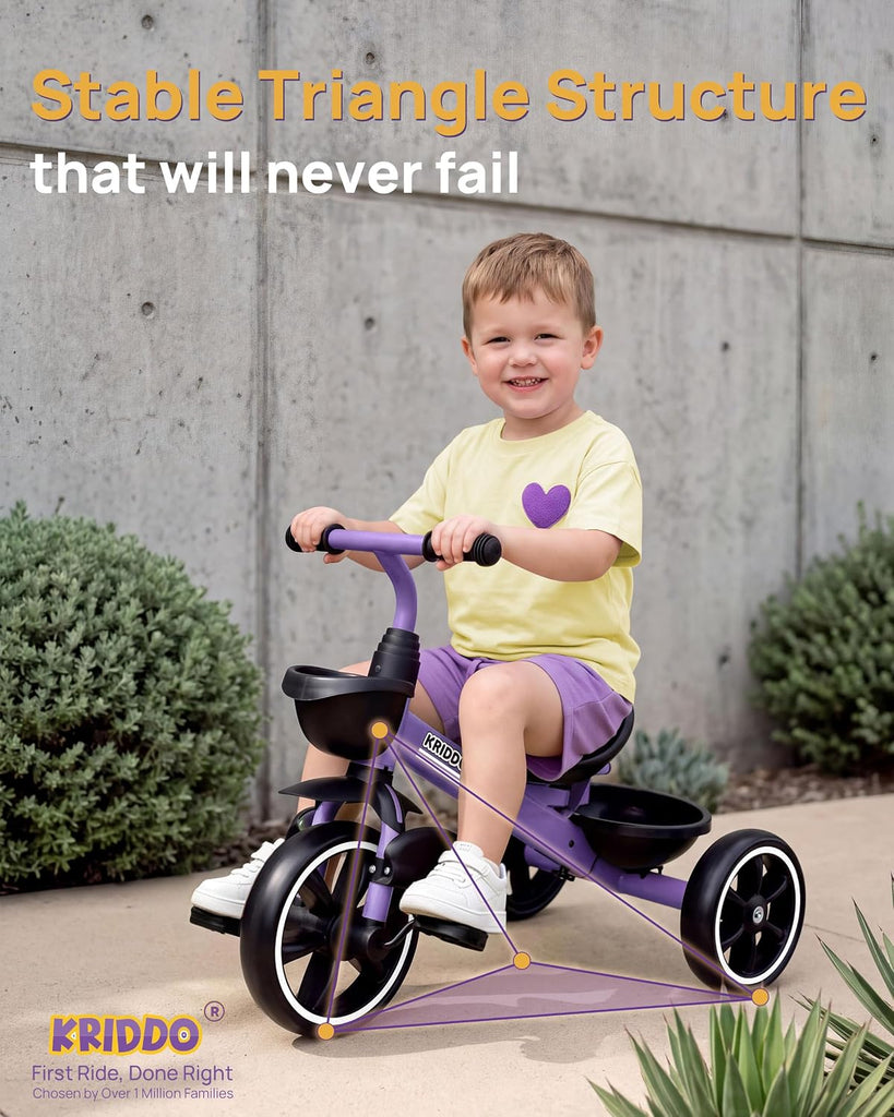 In-1 Toddler Tricycle with Push Handle: Ages 18 Months to 5 Years