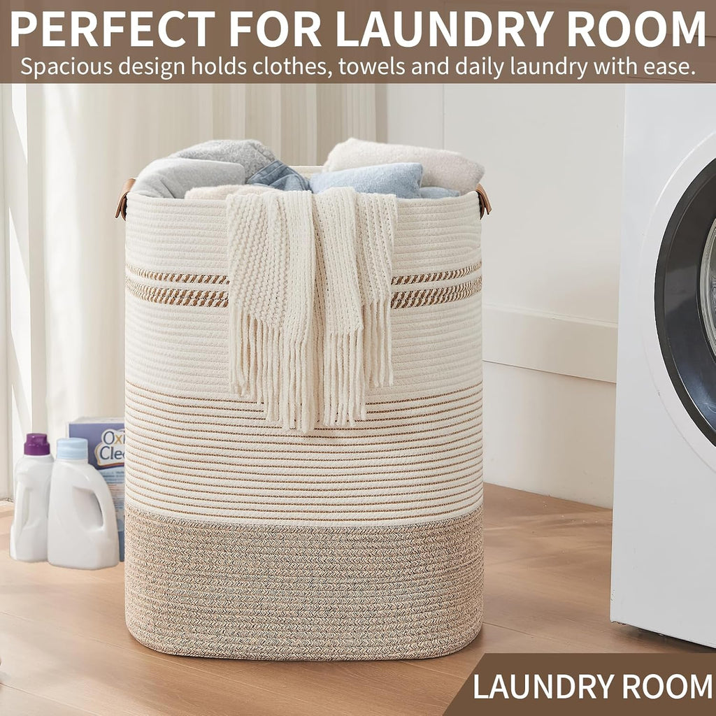 Laundry Basket with Handles - Blanket Basket & Hampers Aesthetic, Laundry Hamper & Blanket Storage , Clothes Hamper