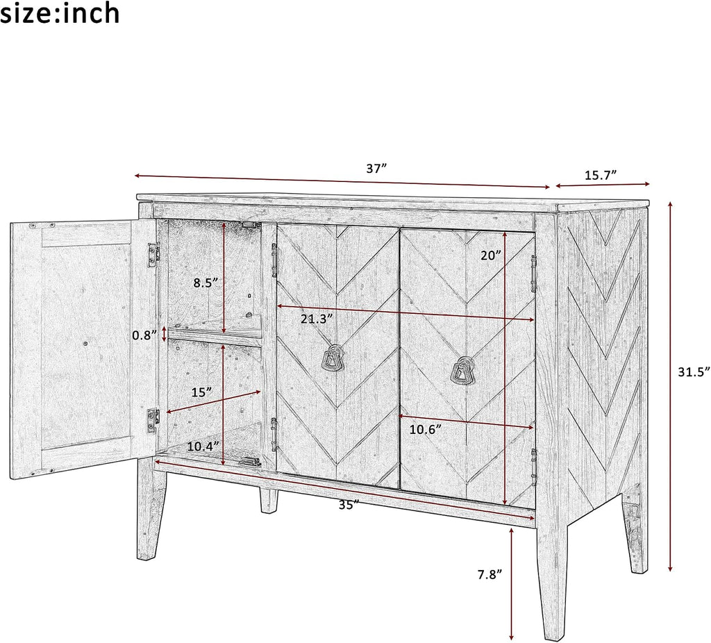 Modern Elegant Accent Buffet Sideboard Storage Cabinet with 2 Doors, Solid Wood Storage Chest Side Cabinet Sofa Table