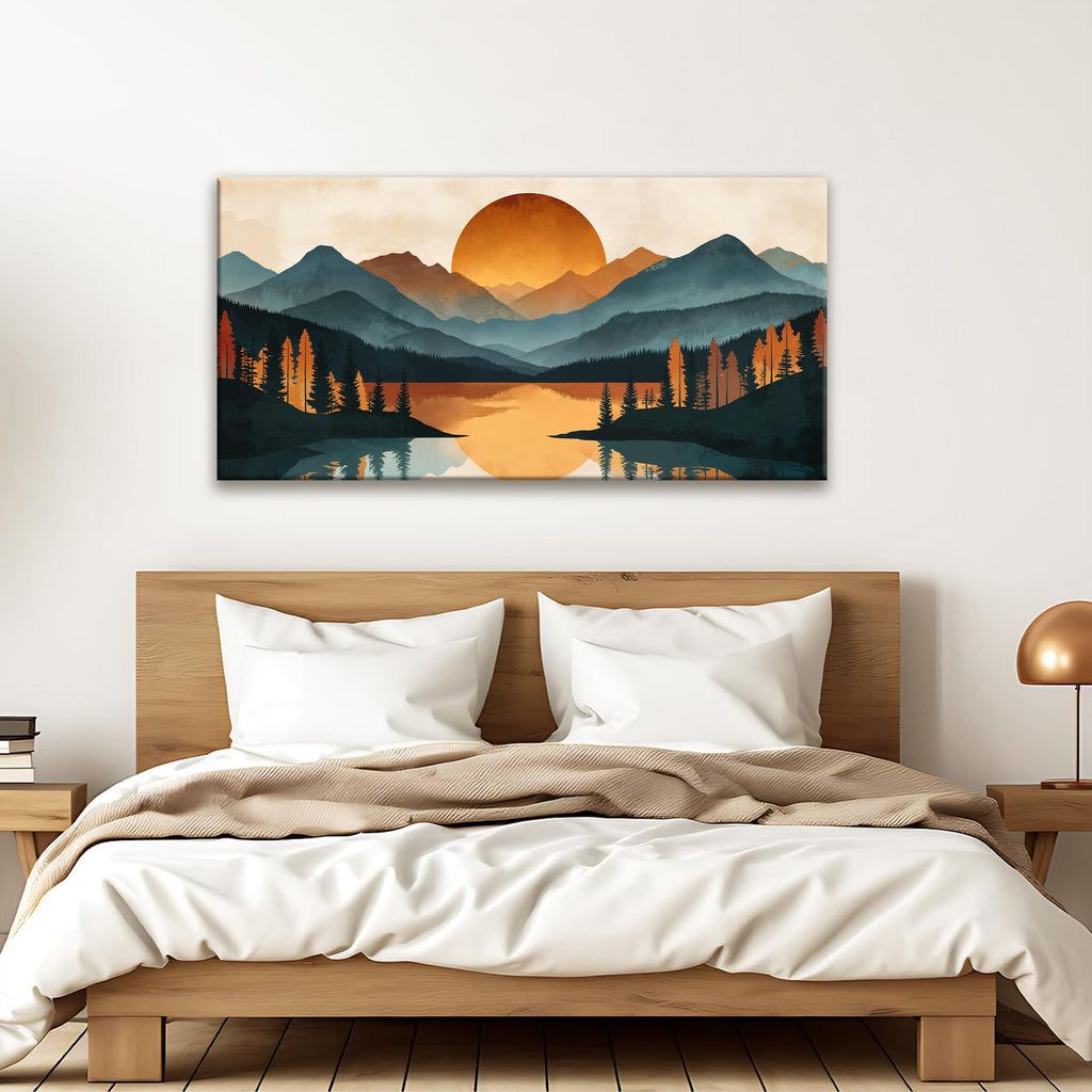 Mountain Boho Wall Art Prints Canvas Art Wall Decor Home Wall Decorations Picture Forest River Landscape Prints