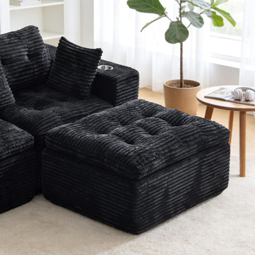 37.4" Corduroy Rectangle Ottoman, Modular Sectional Sofa Accessories, Deep Seat Boneless Pouf, Extra Seating Ottoman