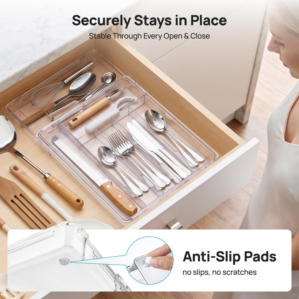 Expandable Silverware Organizer, Kitchen Drawer Tray, 6-9 Slots