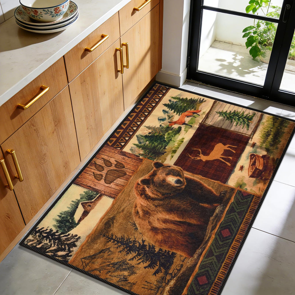 2x3 Rustic Entryway Rug Non-Slip Washable Indoor Door Mat, Brown
