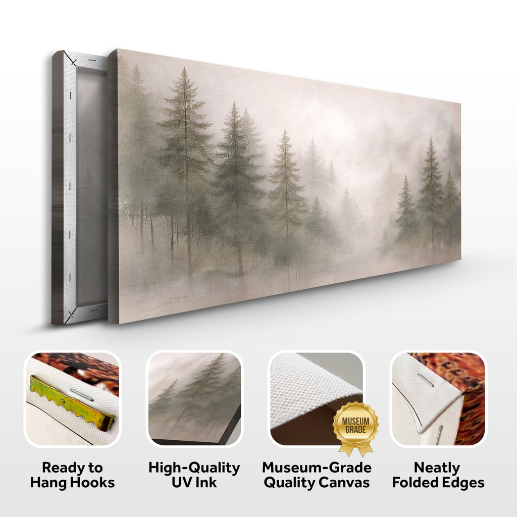 Soft Fog Forest 99 Canvas Wall Art, Misty Nature, 18x36