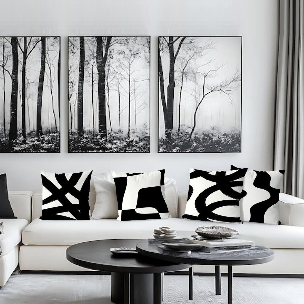 Black and White Throw Pillows Covers 18x18 Decorative Abstract White and Black Pillow Cover Room Decor Sofa Couch Set
