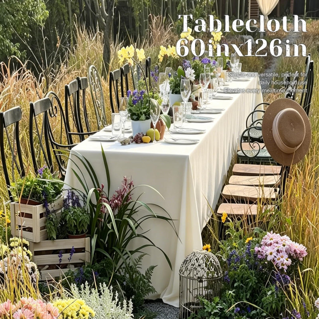 6 Pack Ivory Table Cloth Rectangle 60X126 Inch Tablecloth Fit 8FT