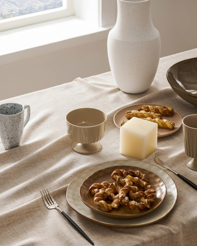 Farmhouse Linen Square Tablecloth, Natural 52x52 Inch