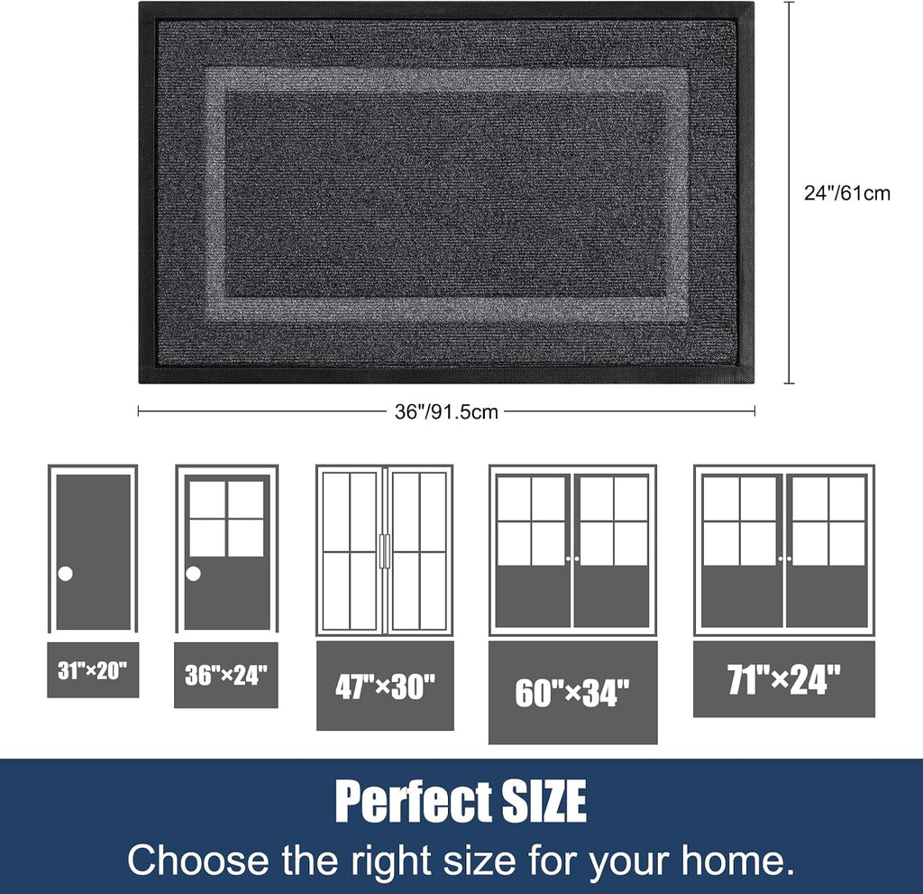 Large Front Door Mat Outside Entrance Indoor Doormat, 36" x 24" Outdoor Mats Waterproof, Outdoor Door Mats for