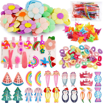 Toddler Girls Hair Accessories Kit, Little Girl Hair Clips Set Hair Stuff Kids Hair Ties Accessory Kits Variety Pack