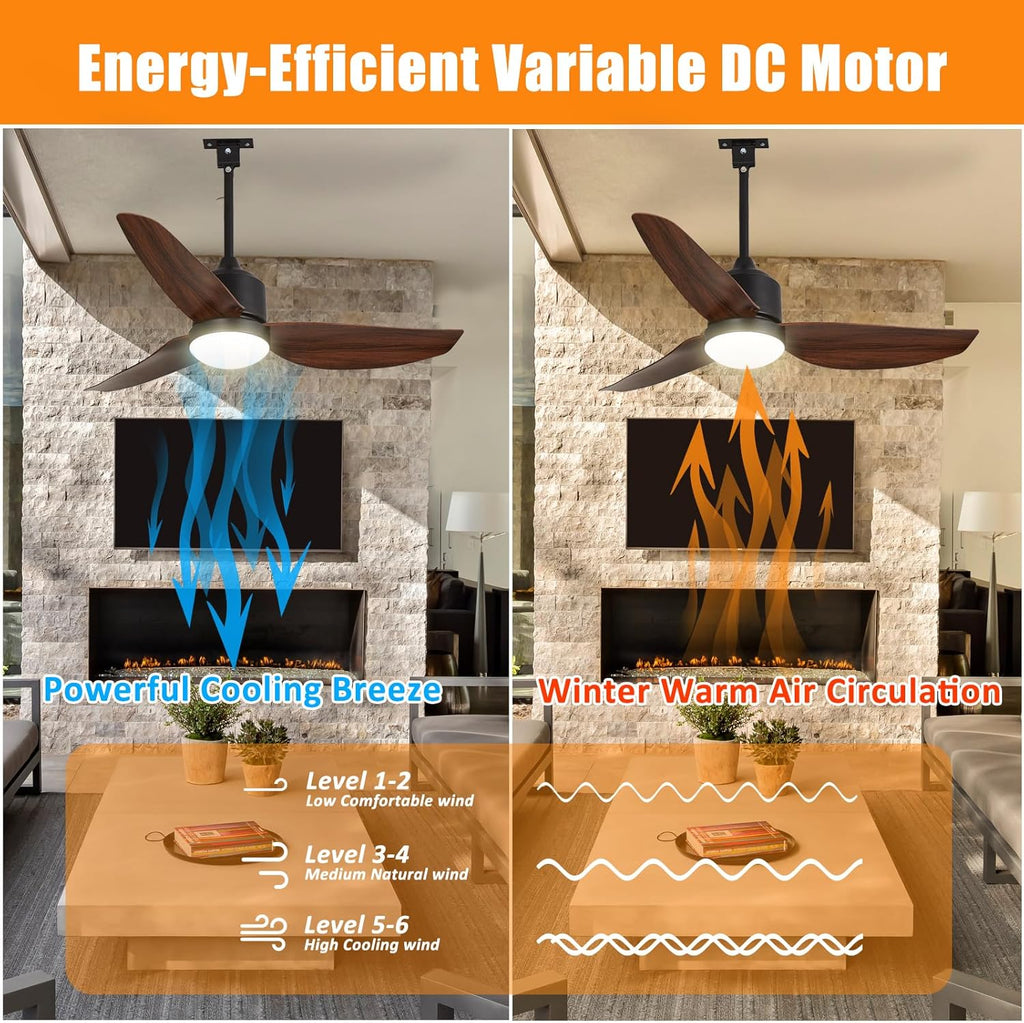 42 Inch Waterproof Gazebo Fans with Lights Outdoor Hanging - Plug in Remote App Control for Patio Indoor Farmhouse Porch - 6 Speed Reversible DC Motor Walnut A101-B0F4NJHP76