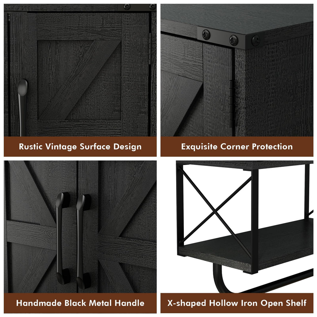 Farmhouse Medicine Cabinet with 2 Barn Door & Towel Bar Rack