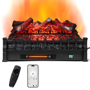 26" WiFi Electric Fireplace Insert Lemon Wood Log W/Crackling