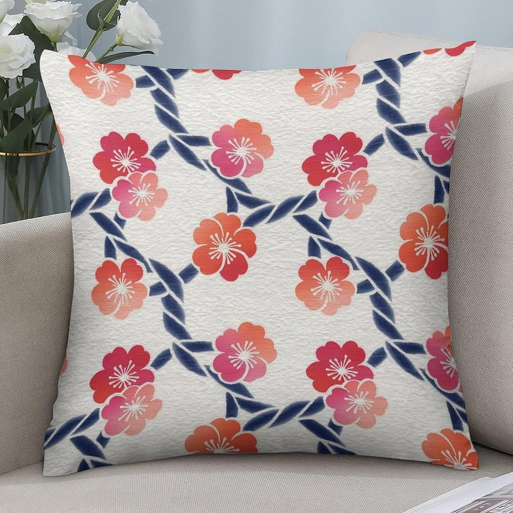 Japanese Retro Mixed Motif Throw Pillow Covers, Warm Autumn‐Winter Living Room Home Accent - Set of 2