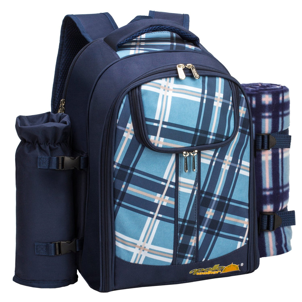 Backpack, 2-Person with Blanket & Wine, Family & Lovers Gift, Blue