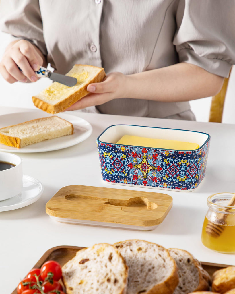 6.5" Butter Dish with Lid, Ceramic Butter Dish for Countertop