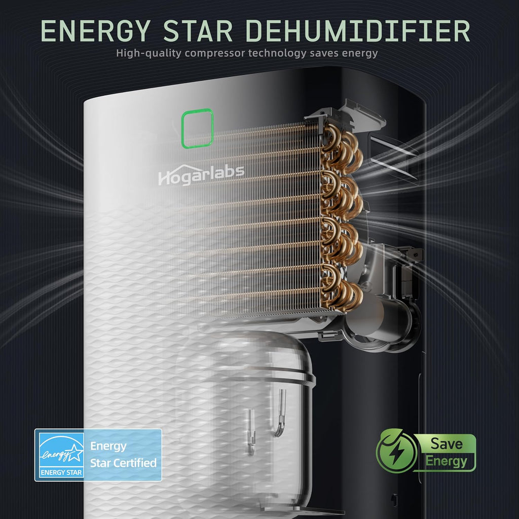 80 Pints Energy Star Dehumidifier Basement Home, Smart Silent Dehumidifier with Drain Hose, 1.32 Gal Water Tank