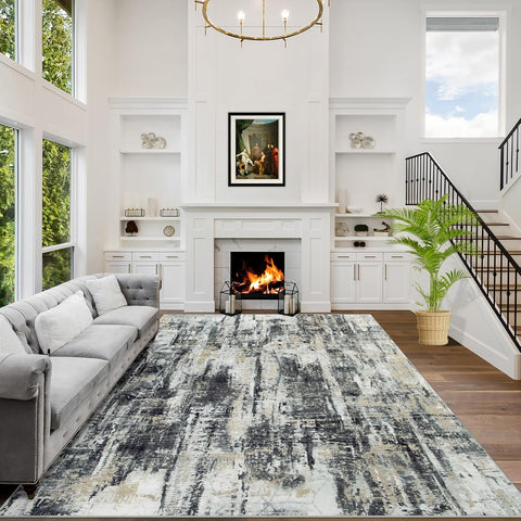 8x10 Area Rugs Washable Rug: Large Modern Abstract Living Room Rug Soft Anti-Skid Thin Carpet Indoor Floor