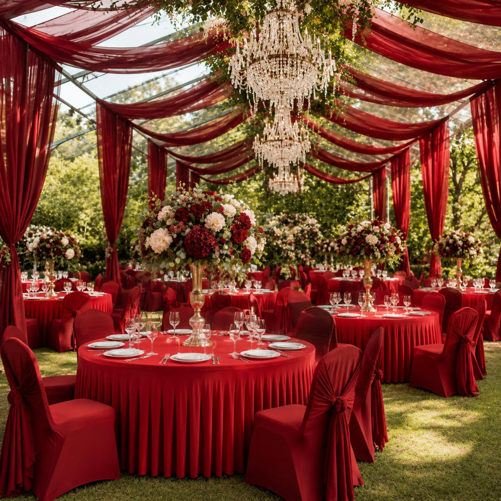2 Pack 60 Inch Red Round Tablecloth for 5FT Tables, Wrinkle Free Washable Table Cover for Christmas Decor, Valentine