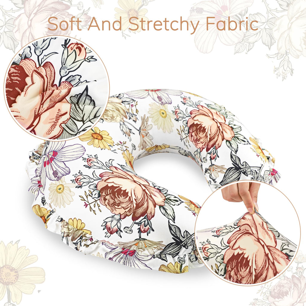 Ruffled Nursing Pillow Cover, Removable Stetchy Case for Breastfeeding Pillows, Ultra Soft and Breathable Feeding