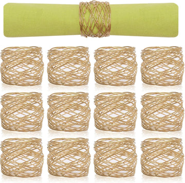 Napkin Rings for Dining Table, Classic Farmhouse Style, Holiday Table Decor, Set of Dining Accessories (Gold, 12) - Set of 12