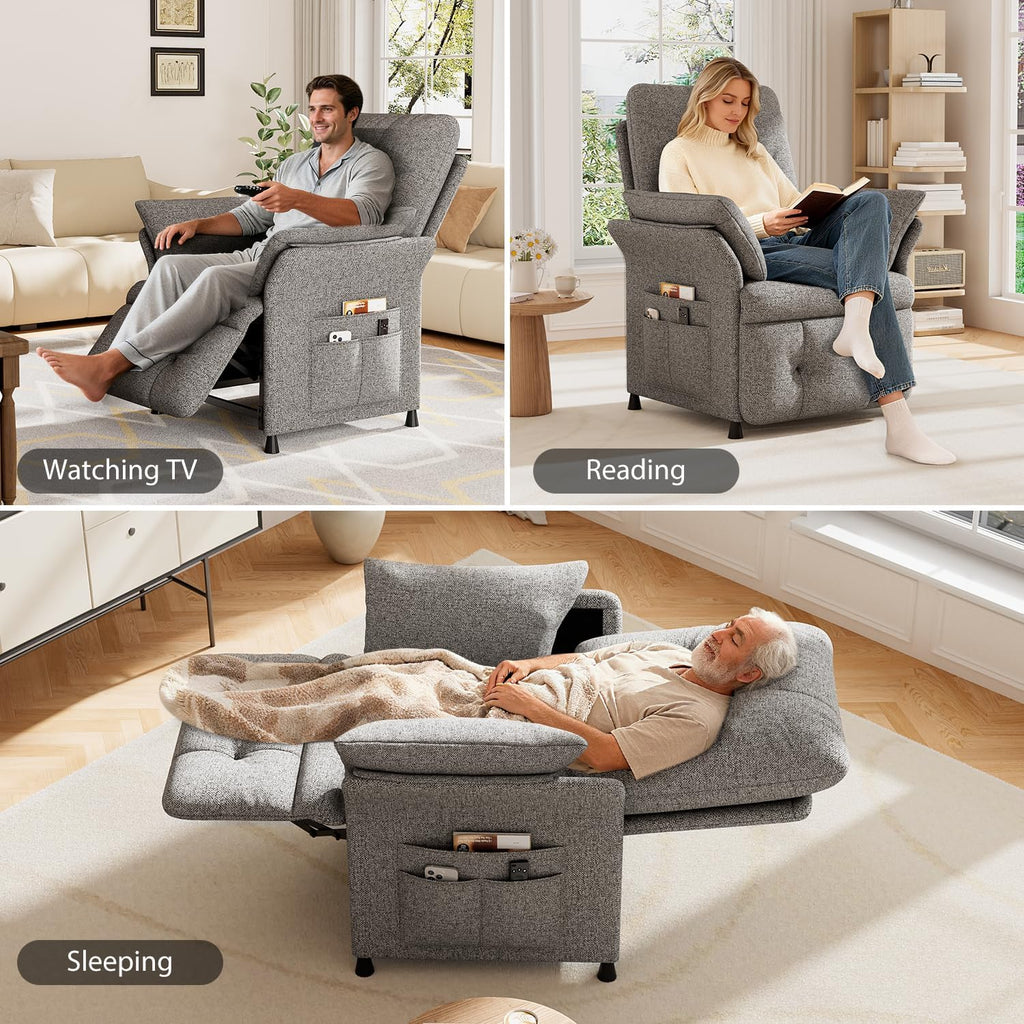 Power Recliner Chair for Adults with Heated & Massage, Adjustable Electric Reclining Chair Sofa