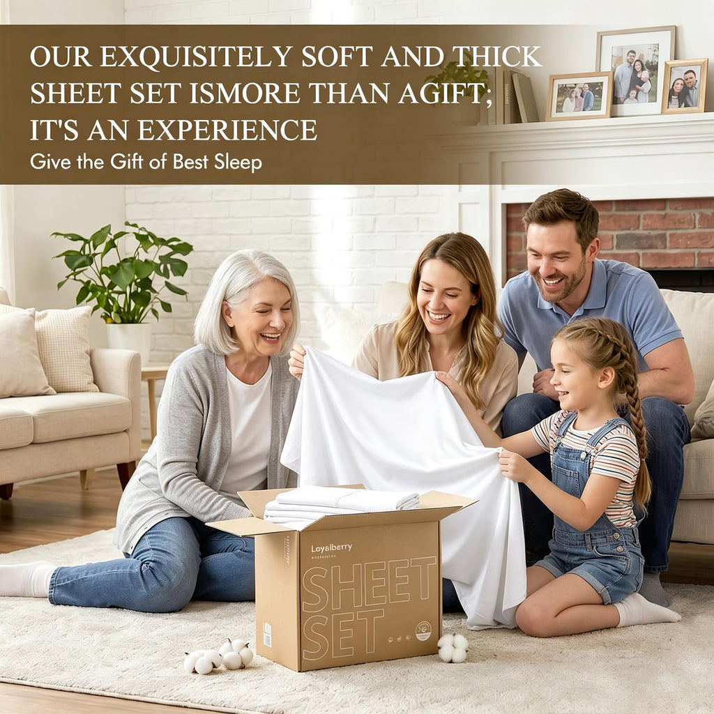 100% Organic Queen Cotton Sheets, Deep Pocket Set, Breathable & Cooling Soft Bedding, Hotel Luxury Bed Sheets, Easy