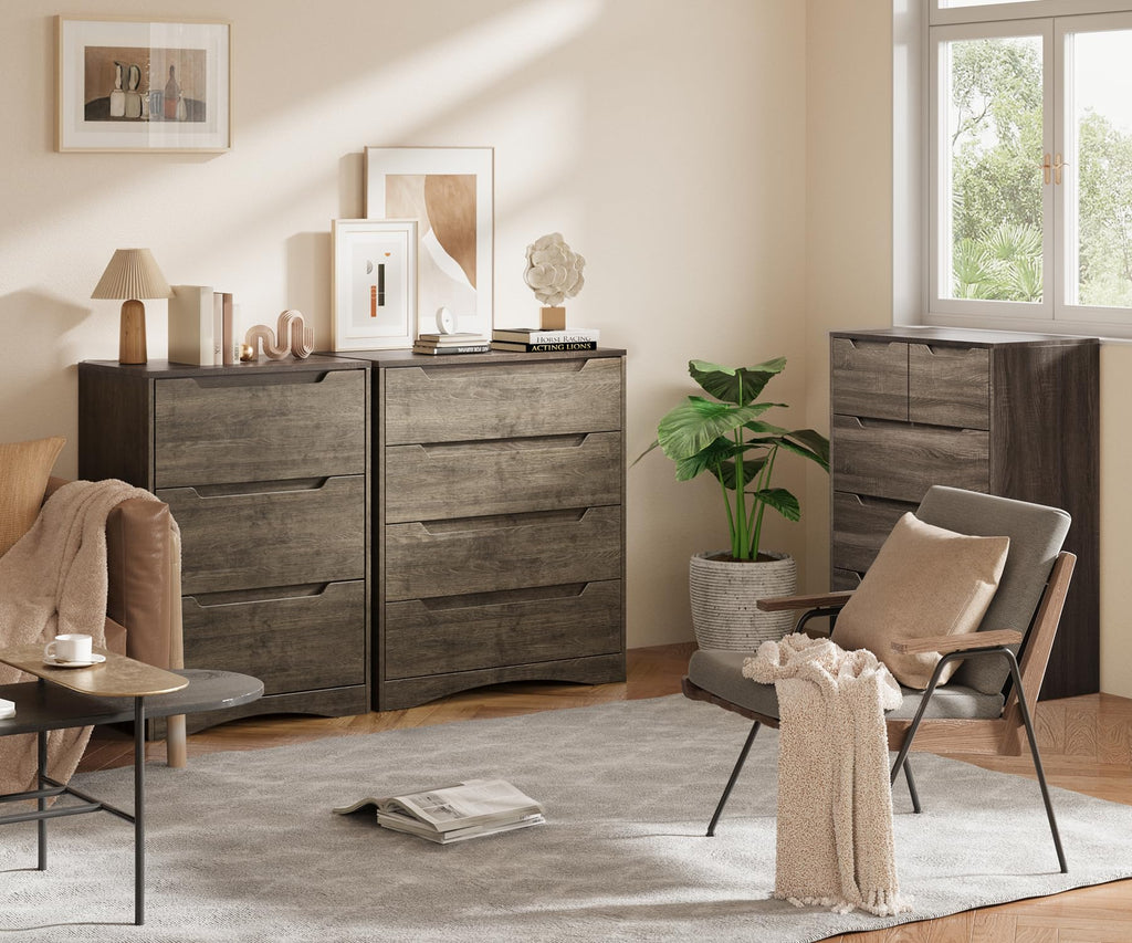 4 Drawer, Sturdy Chest of Drawers, Dark Brown