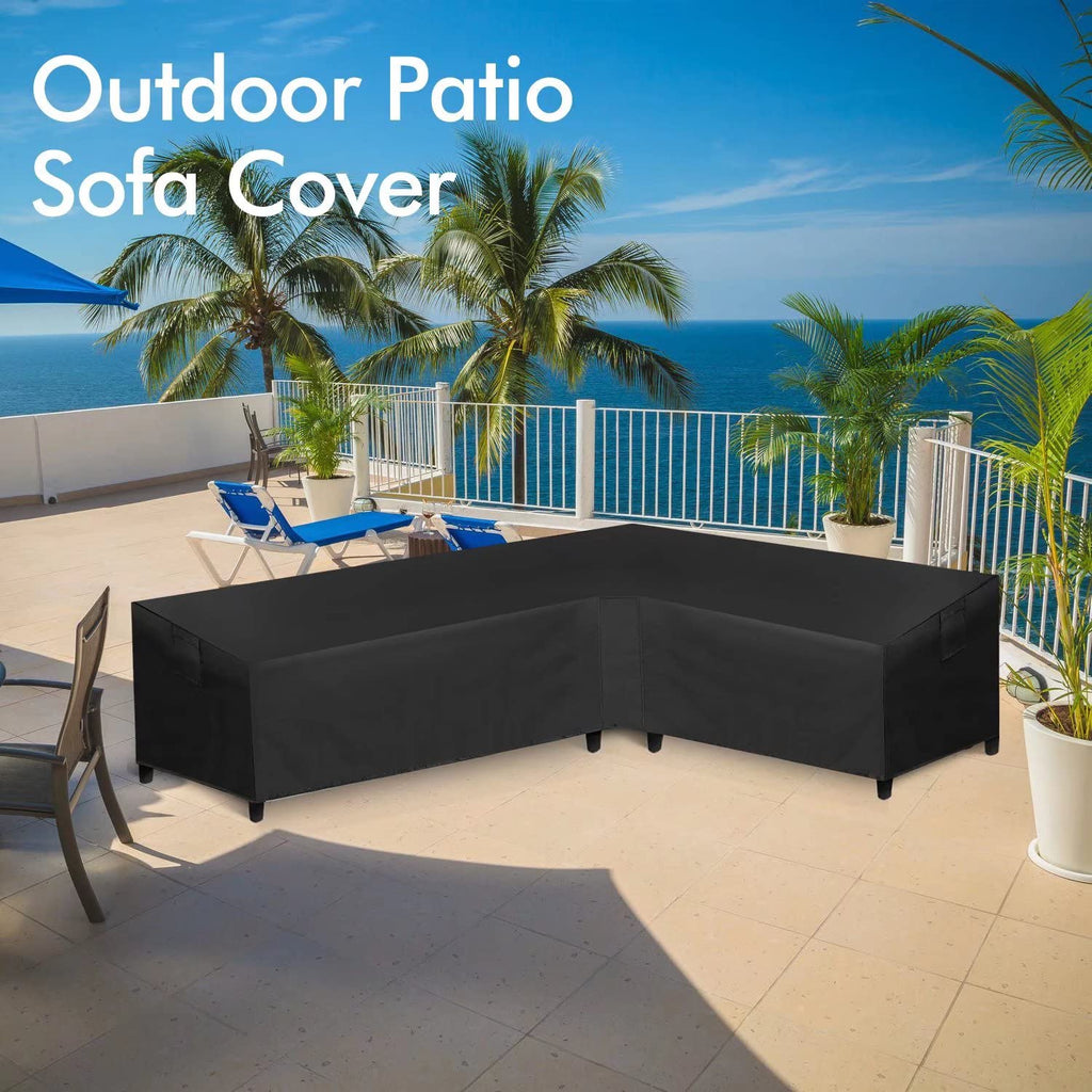 Patio L-Shaped Sectional Sofa Cover Waterproof, Heavy Duty Outdoor Sectional Couch Cover with Air Vent, Right Facing