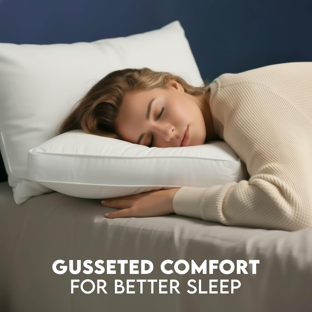 Bed Pillows for Sleeping Standard Size (White), Set of 2, Soft & Fluffy Pillow with Down Alternative Filling