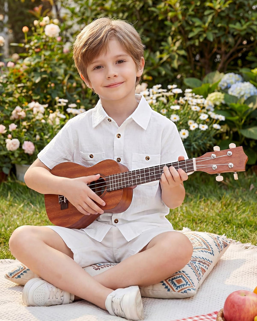 Boys Button Down Shirt Short Sleeve Summer Boys Dress Shirts Casual Cotton Collared Shirt with Pockets
