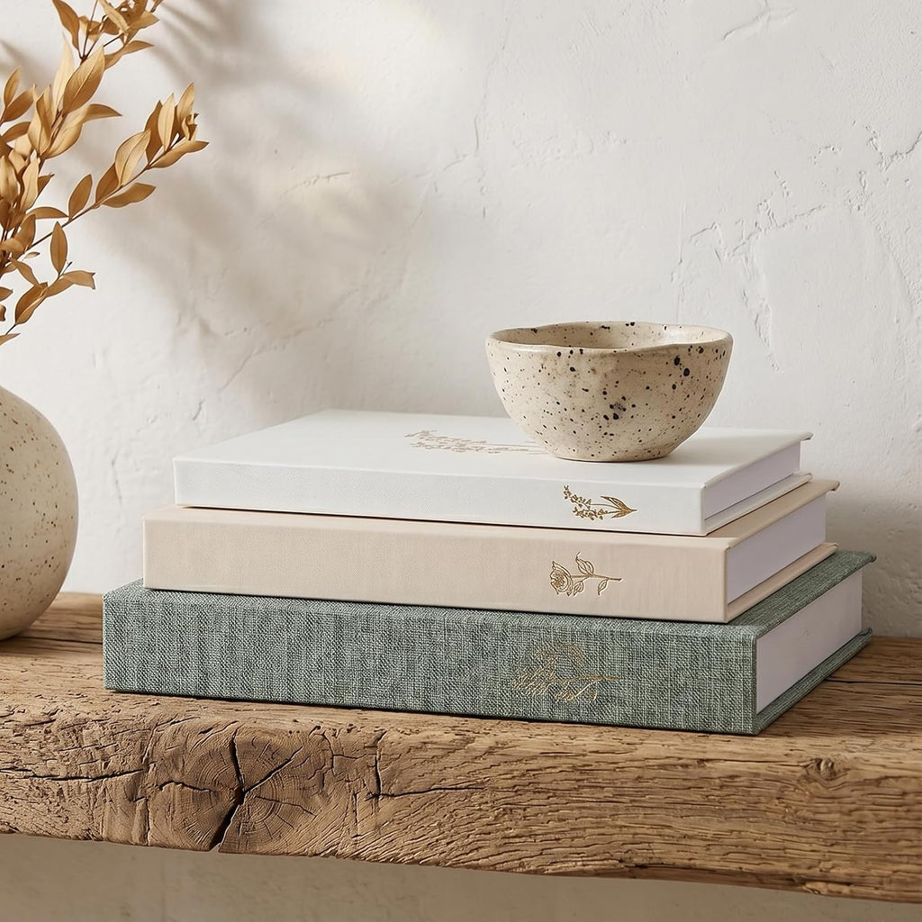 Set of 3 Aesthetic Decorative Books, Decorative Linen Faux Books | Fake Faux Decor Book, Stylish Book Storage Boxes