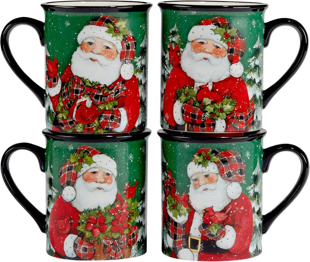 Christmas Lodge Santa 16 pc Dinnerware Set, Service for 4