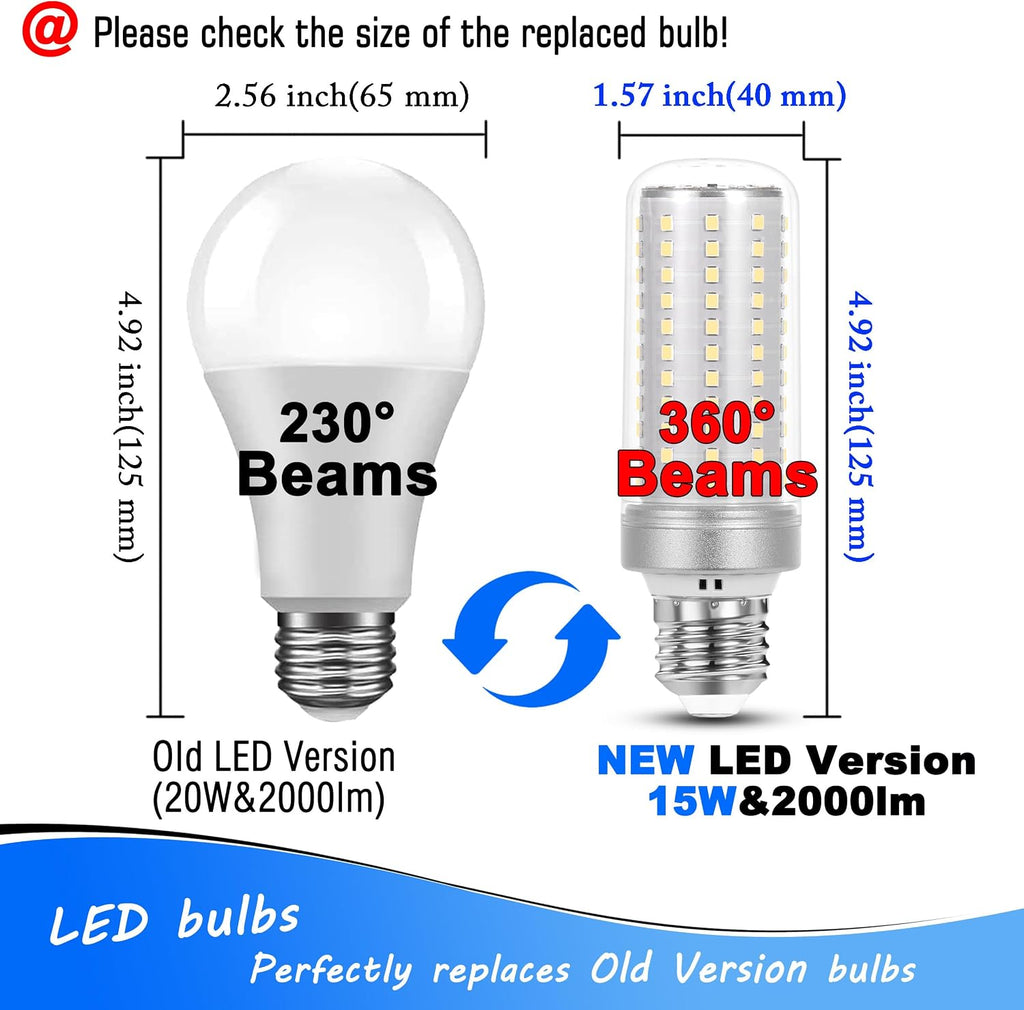 E26 LED Bulb 15W LED Corn Light 150W Equivalent 2000lm 6000K Daylight White