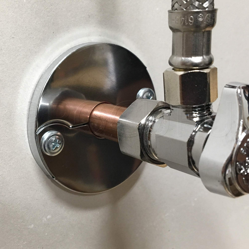 4-Pack 1/2-Inch CTS (5/8" OD) Hinged Split Escutcheons, Chrome Pipe Cover Plates with Screws, for 1/2" Copper