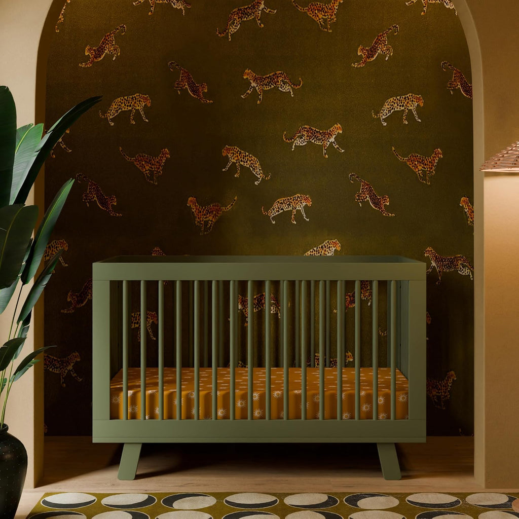 Hudson 3-in-1 Convertible Baby Crib, Olive Green | Baby Crib Converts to Toddler Bed & Daybed - GREENGUARD Gold