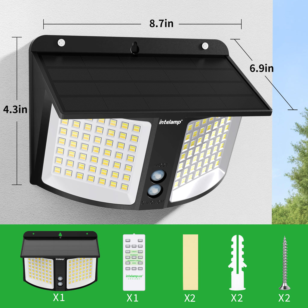 Solar Motion Sensor Light Outdoor Security Flood Light Waterproof