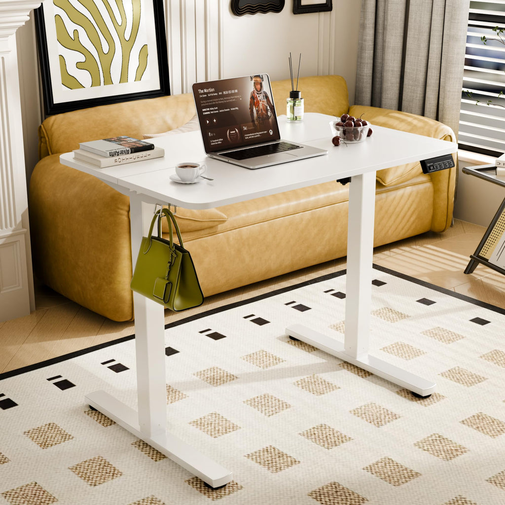 Small Standing Desk, 35"x24" Height Adjustable Sit-Stand Home Office, White