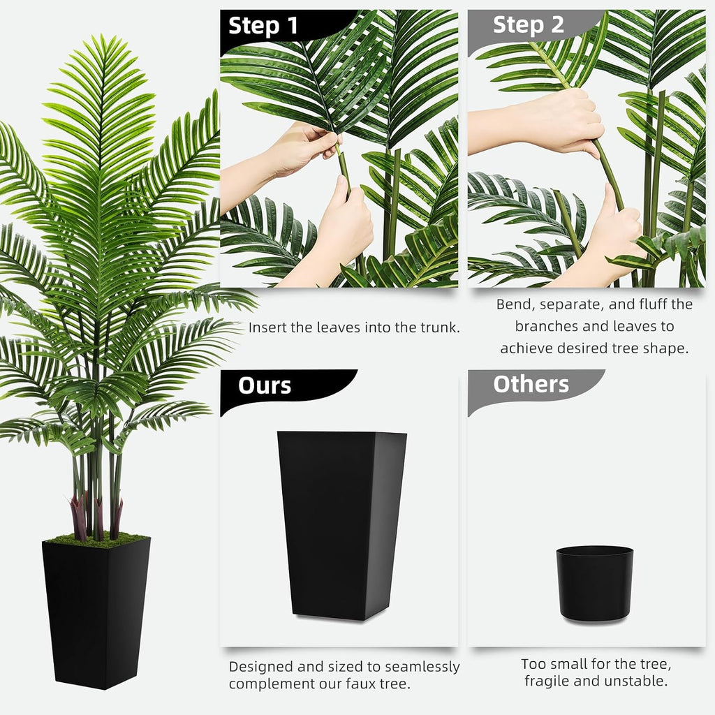 Artificial Plant 6FT Fake Palm Tree with Black Tall Planter