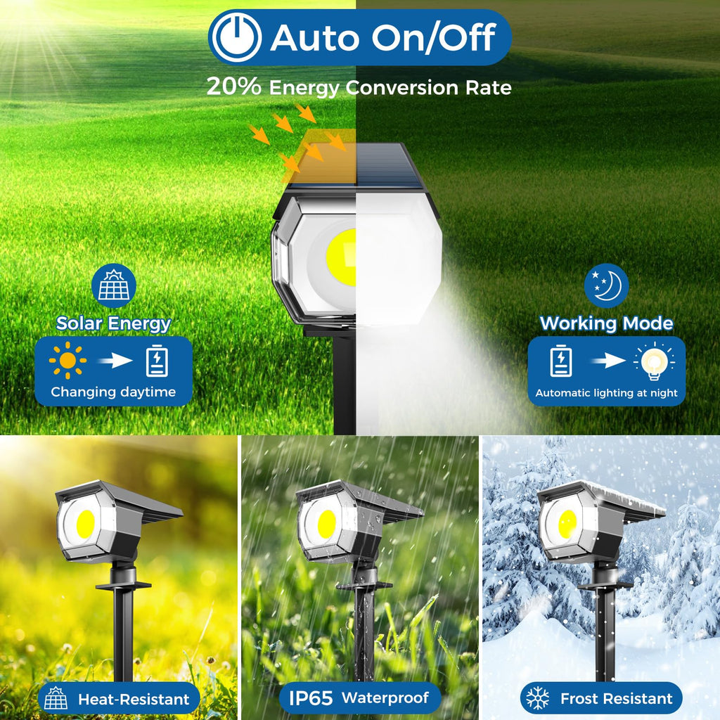 4 Pack Solar Spot Lights Outdoor Waterproof, Landscape Spotlights