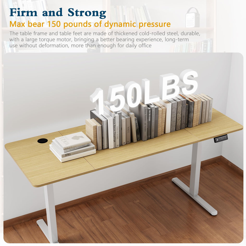 Standing Desk, 63x24 Inch Height Adjustable Electric Sit Stand up Desk, Ergonomic Rising Computer Table, Modern Lift